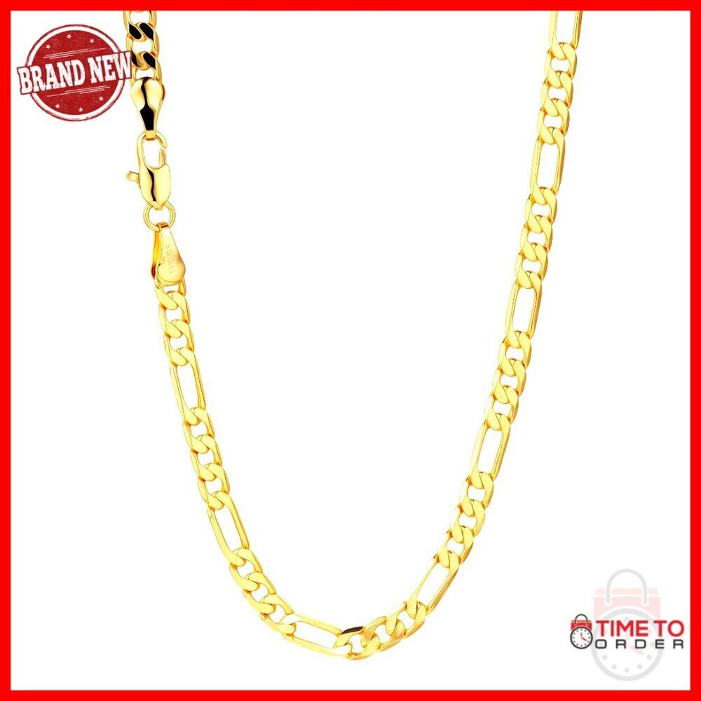 14K Gold Figaro Chain Necklace 18-24 Inch Lobster Clasp Unisex